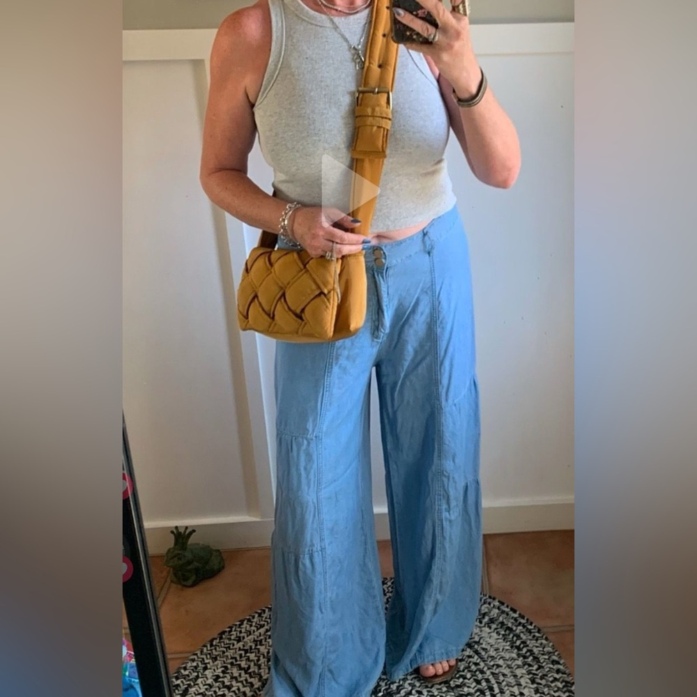 Light Blue High Waist Wide Leg Pants